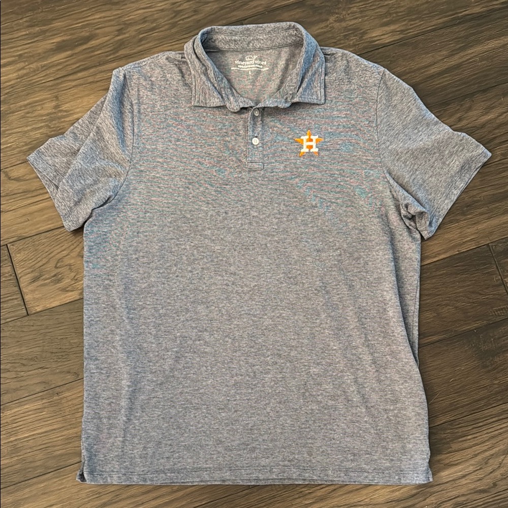Vineyard Vines Men's Blue Striped Astros Polo Shirt